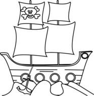Pirate Ship Clip Art Black And White N2