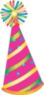 pink with colorful stripes Party hat, drawing