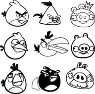 coloring page with angry birds