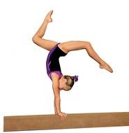child girl stays on hands doing exercise, Gymnastic