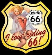 Love Riding Route 66 Pin Up Girl Sign