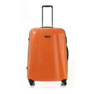 photo of an orange suitcase on wheels