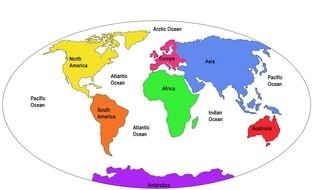 World Map 7 Continents Drawing Free Image