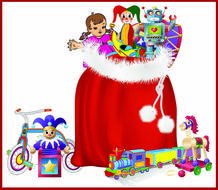 Clip art of Christmas toys gifts