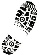 black boot mark on a white background