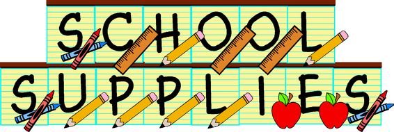 School Supplies text drawing
