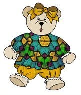 teddy bear in a dress with a yellow bow