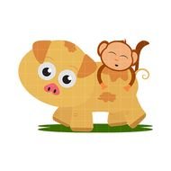 Monkey And Pig Clip Art