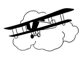 drawn airplane on a cloud background