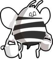 cartoon sleeping bee with buckets