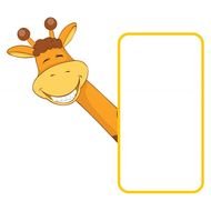 cartoon giraffe head and white banner
