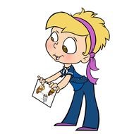 girl with a drawing of owls