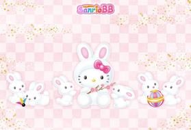 clipart of the Hello Kitty with Easter Bunny