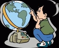 Clip art of the child and globe