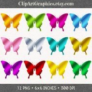 Metallic Butterflies Clipart By Clip Art Graphics On Etsy
