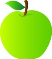 drawn green apple with one leaf