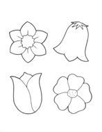 Black And White Drawing Of The Different Flowers Clipart