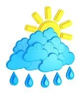 Sun And Rain from blue clouds, Weather, icon
