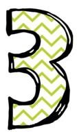 number 3 with green lines