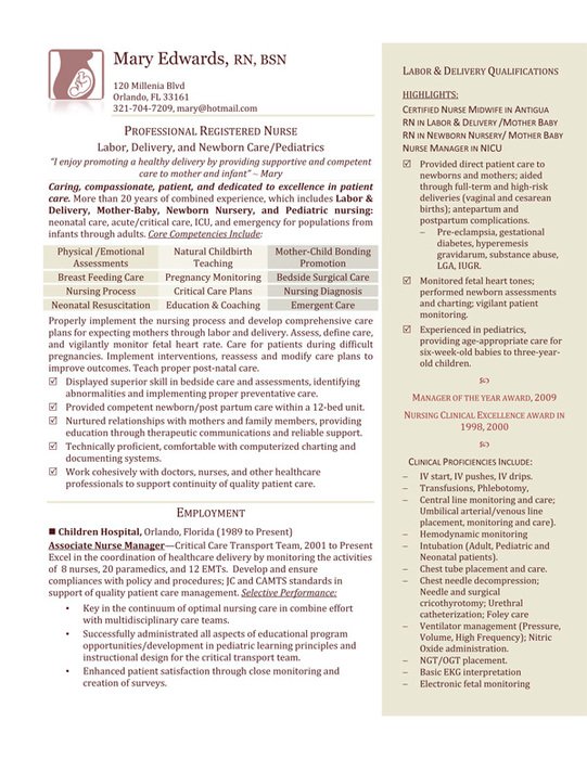 Labor And Delivery Nurse Resume