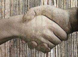 handshake wood grunge background