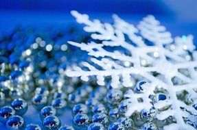 christmas decorations on a blue background