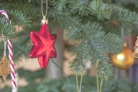 decoration in the shape of a star on the Christmas tree