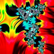 fractal red, yellow and blue background