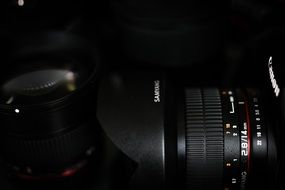 details of a black camera canon