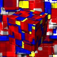 abstract cube art design colorful