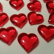 glass hearts on a white background