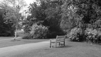 bench promenade park black white