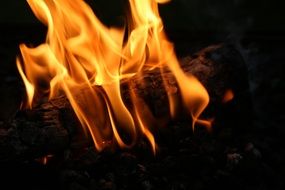 fireplace at night