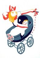 baby doll girl little pram