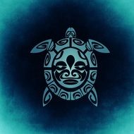 blue background with an abstract turtle