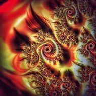 yellow and red fractal background