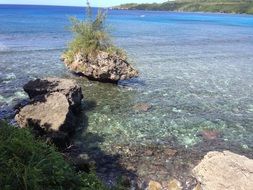 marble beach on the Pacific Ocean on Saipan