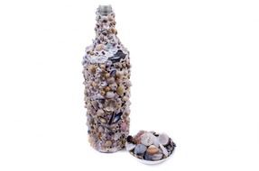 bottle seashells shells glass art