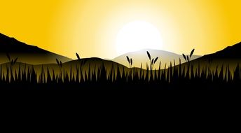 sunrise over scenic landscape drawing