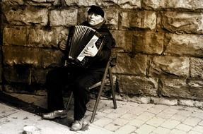 man accordion people music work