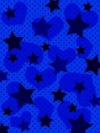 background star heart pattern blue