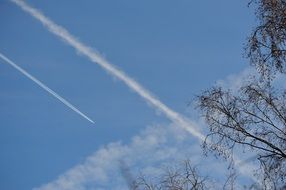 sky blue clouds aircraft