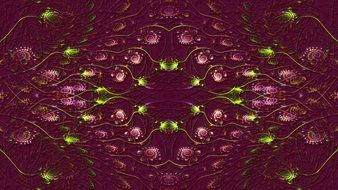 burgundy background with digital art