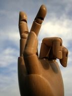 large sculpture wood hand fingers