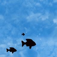 water fish bubbles silhouette