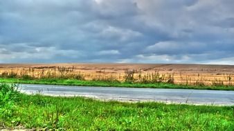 landscape fields harvesting sky