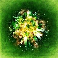 green background with space pattern