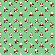 the green background design with tiny santas