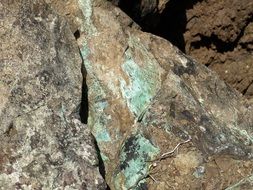 copper oxide spots on the rock