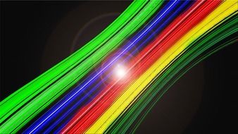 rainbow optic cables on a black background